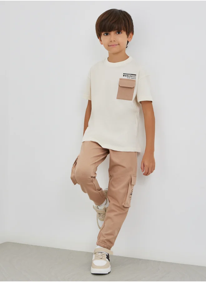 Styli Styli Contrast Chest Pocket Oversized T-Shirt and Joggers Set