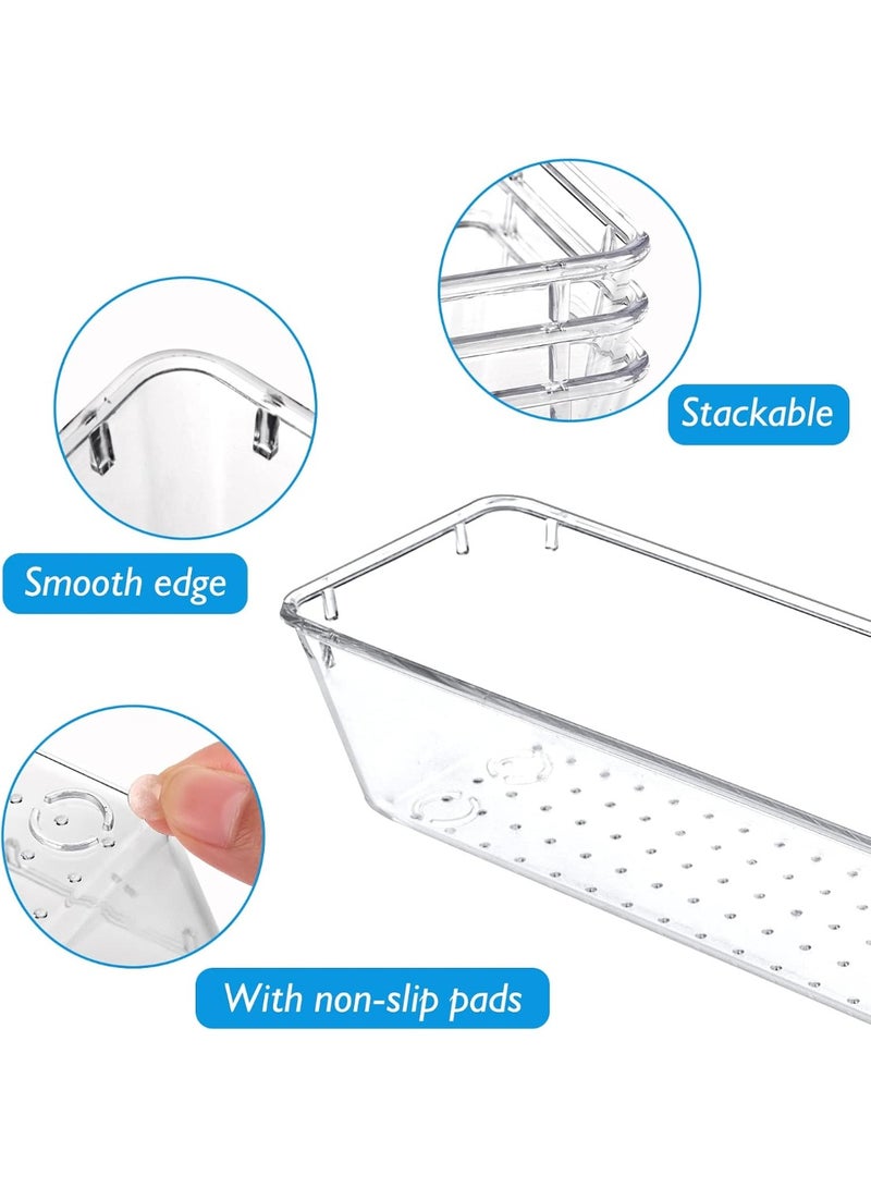 مجموعة منظم ادراج شفافة مكونة من 8 قطع ، فواصل صناديق تخزين لخزانة الملابس لمستحضرات التجميل والمجوهرات والادوات والحمام والمكتب - Image 3