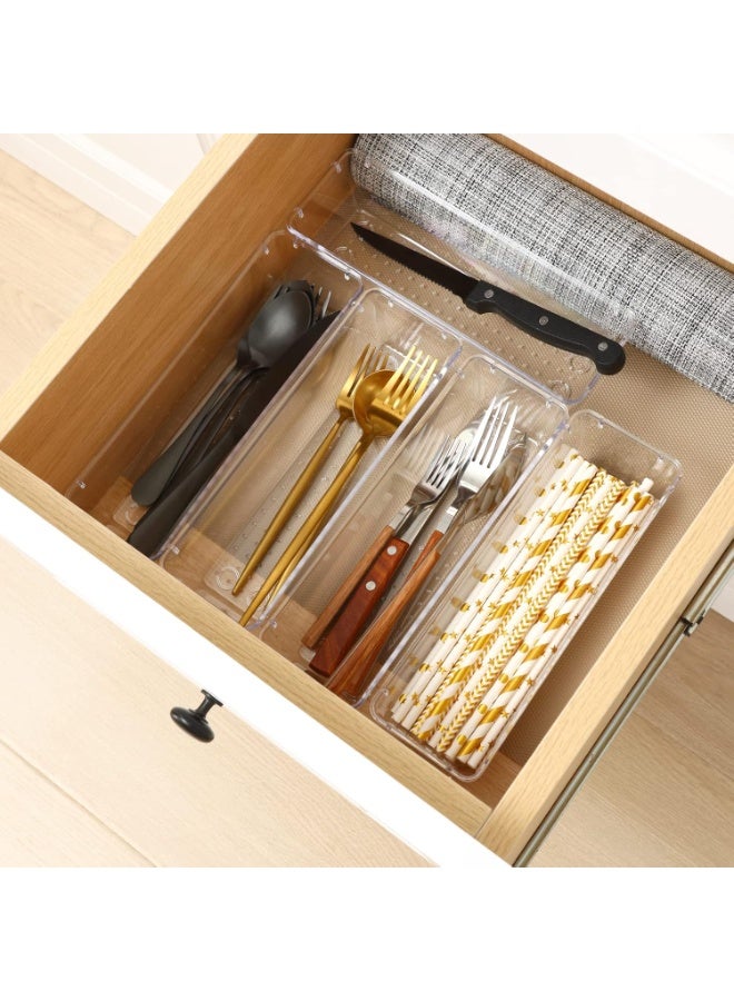 مجموعة منظم ادراج شفافة مكونة من 8 قطع ، فواصل صناديق تخزين لخزانة الملابس لمستحضرات التجميل والمجوهرات والادوات والحمام والمكتب - Image 4