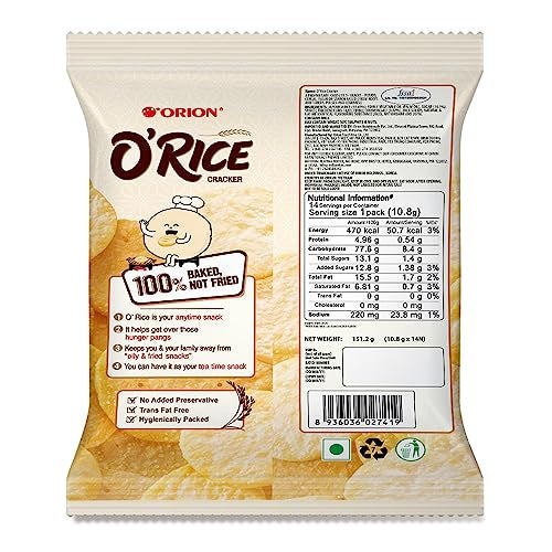ORION Rice Cracker |O'Rice Cracker |Premium Baked Korean Snack, 5 x 14pc pack |Weekly snack pack | Healthy Rice Cakes | Monthly snack box - Image 2