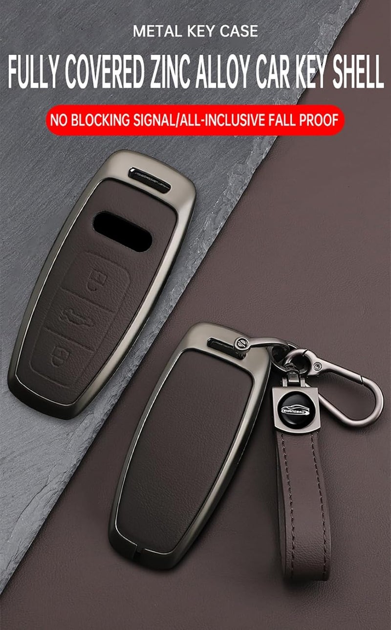 TECART Leather Keyring Cover for Audi Key Fob - Compatible with A6L A6 A7 A8 Q7 Q8 E-Tron A3 S3 S6 SQ7 RS6 S7 RS7 - Image 3