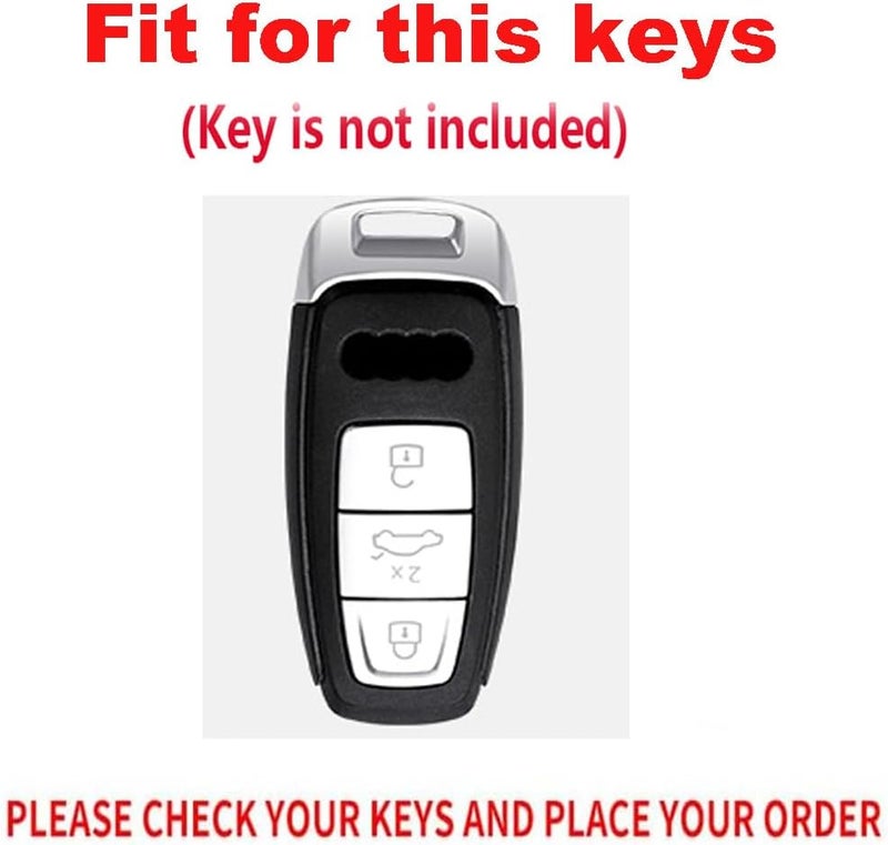 TECART Leather Keyring Cover for Audi Key Fob - Compatible with A6L A6 A7 A8 Q7 Q8 E-Tron A3 S3 S6 SQ7 RS6 S7 RS7 - Image 2