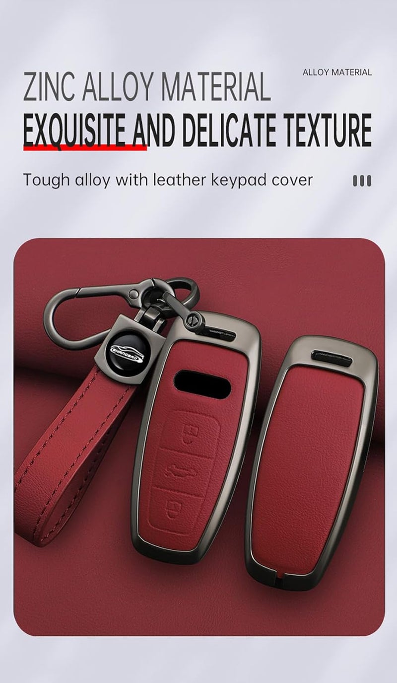 TECART Leather Keyring Cover for Audi Key Fob - Compatible with A6L A6 A7 A8 Q7 Q8 E-Tron A3 S3 S6 SQ7 RS6 S7 RS7 - Image 4