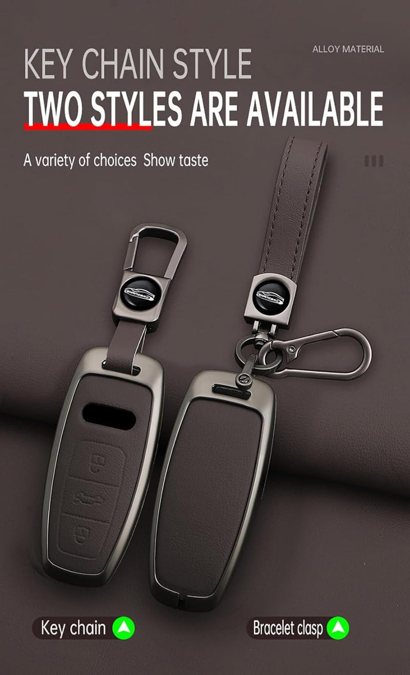 TECART Leather Keyring Cover for Audi Key Fob - Compatible with A6L A6 A7 A8 Q7 Q8 E-Tron A3 S3 S6 SQ7 RS6 S7 RS7 - Image 5
