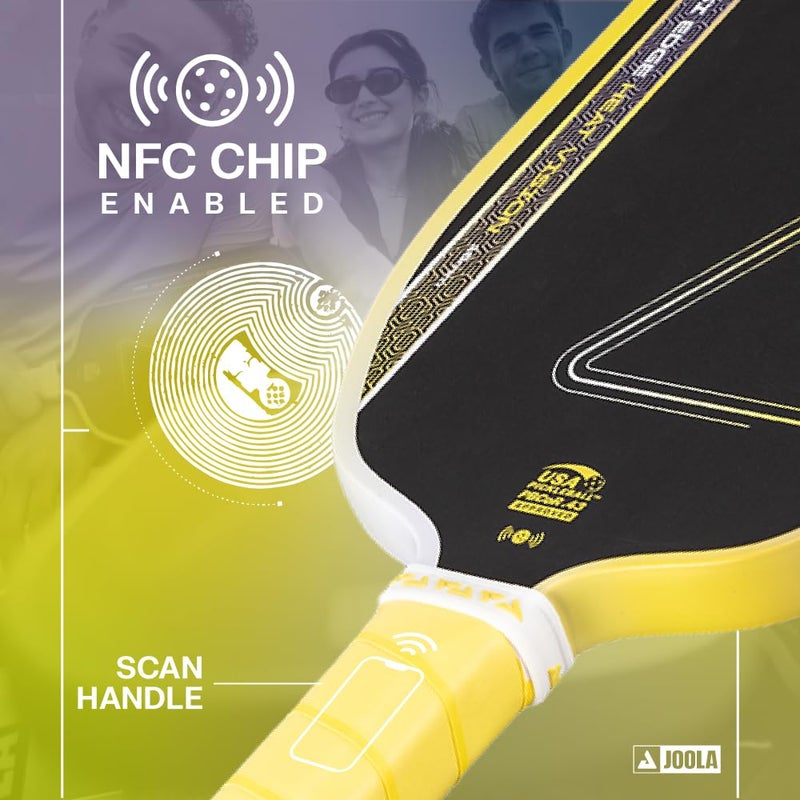 JOOLA Agassi Heat Vision 16mm Pickleball Paddle - New Shape w/Extended Sweet Spot - Textured Carbon Fiber Surface for Spin - SK Film for Less Vibration - USAP Approved - NFC Chip Enabled - Image 4