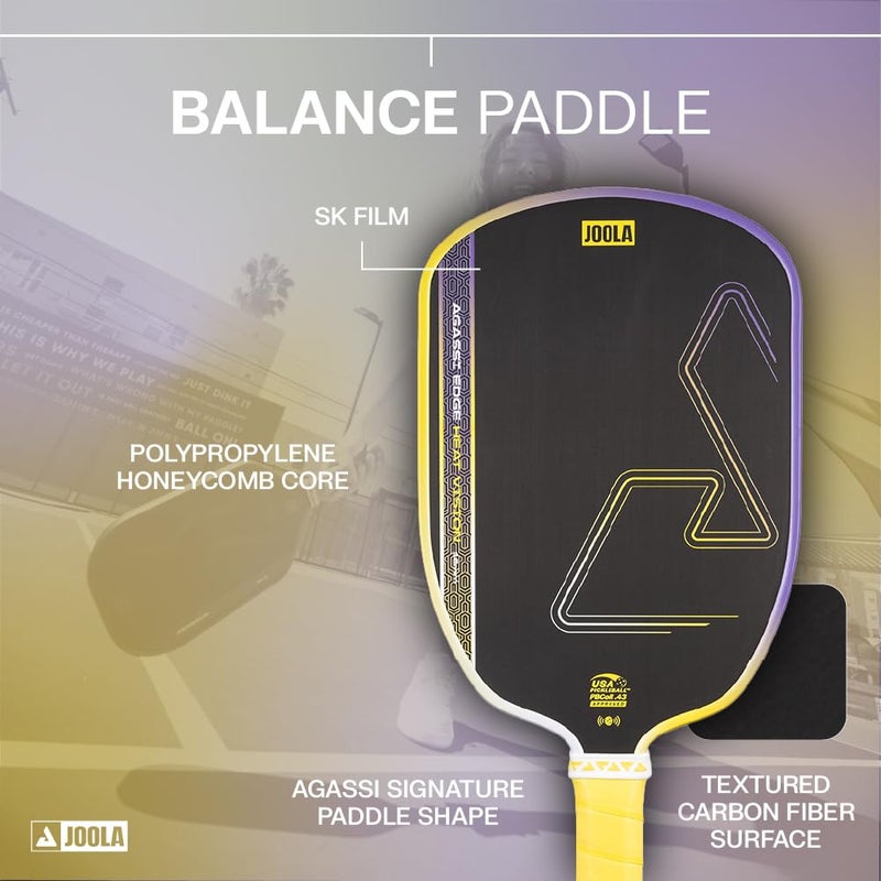 JOOLA Agassi Heat Vision 16mm Pickleball Paddle - New Shape w/Extended Sweet Spot - Textured Carbon Fiber Surface for Spin - SK Film for Less Vibration - USAP Approved - NFC Chip Enabled - Image 3