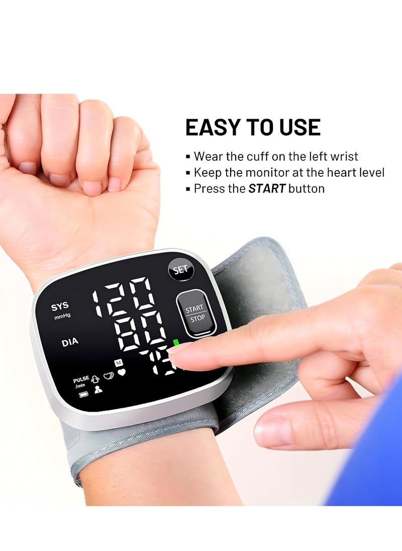 ABJ Wrist Blood Pressure Monitor for Home Use – Digital BP Machine with LED Backlit Display, Voice Broadcast, 2-User Memory (240 Readings) & Carrying Case  - Image 3