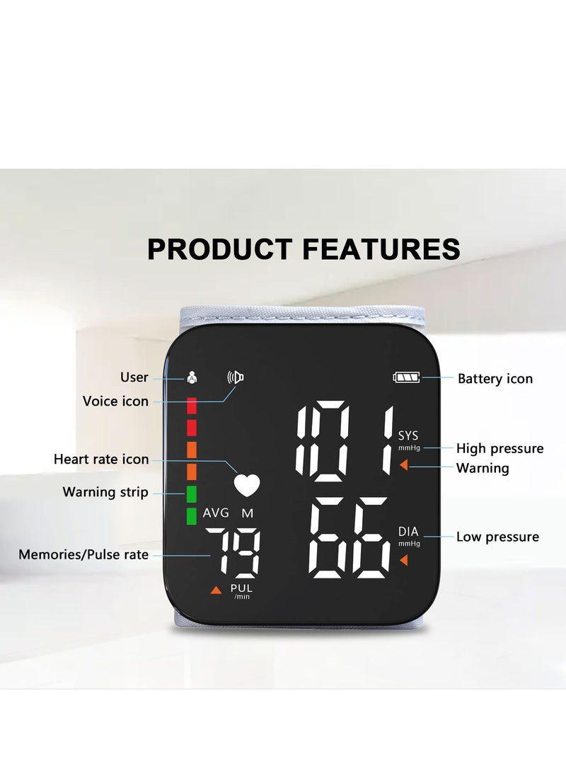 ABJ Wrist Blood Pressure Monitor for Home Use – Digital BP Machine with LED Backlit Display, Voice Broadcast, 2-User Memory (240 Readings) & Carrying Case  - Image 4