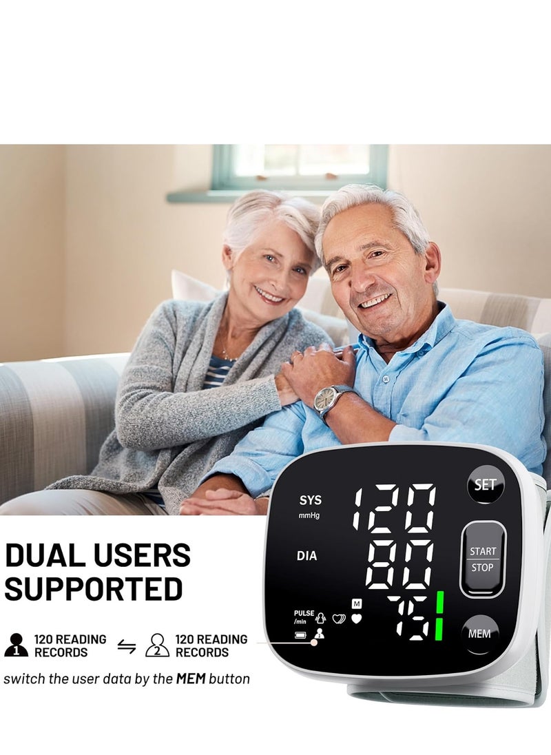 ABJ Wrist Blood Pressure Monitor for Home Use – Digital BP Machine with LED Backlit Display, Voice Broadcast, 2-User Memory (240 Readings) & Carrying Case  - Image 5
