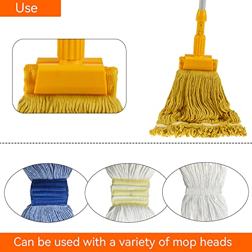 KLHB-YF Commercial Mop Clamps-Quick Change Head Mop Handle -Heavy Duty Mop Head Replacement Holder Change Mop Handle -Commercial Gripper Mop Wet Mop Handle(KL-ZJ-Yellow) - Image 2