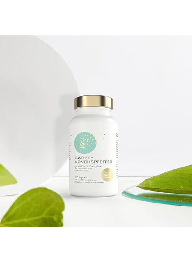 Cosphera Monk Pepper Capsules (Vitex Agnus-Castus)  100 mg per Daily Dose | 120 Capsules Supports Hormonal Balance | Reduces PMS and Menstrual Discomfort Made in Germany ,June 2026 - Image 5