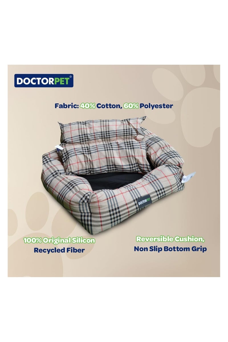 DOCTERPET Doctor Pet Danish Series Rectangle Pet Bed Large - 95x75x22cm - Soft Washable Fabric, Reversible Cushion, Non-Slip Base – Ideal for Large Cats & Dogs - Image 3
