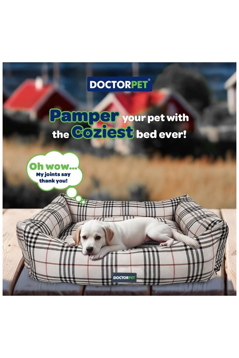 DOCTERPET Doctor Pet Danish Series Rectangle Pet Bed Large - 95x75x22cm - Soft Washable Fabric, Reversible Cushion, Non-Slip Base – Ideal for Large Cats & Dogs - Image 5