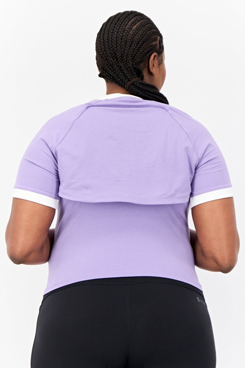 adidas Originals Women Plus Size 2 Pieces Outdoor T-Shirt, Lavender  - Image 3