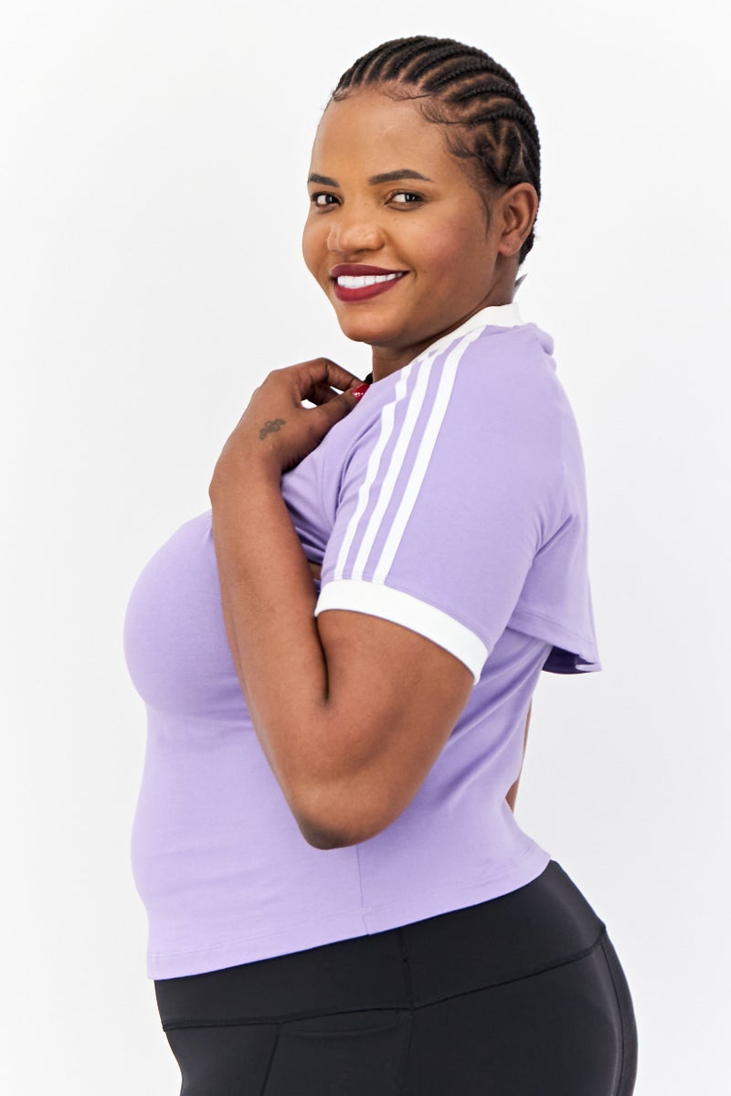 adidas Originals Women Plus Size 2 Pieces Outdoor T-Shirt, Lavender  - Image 2