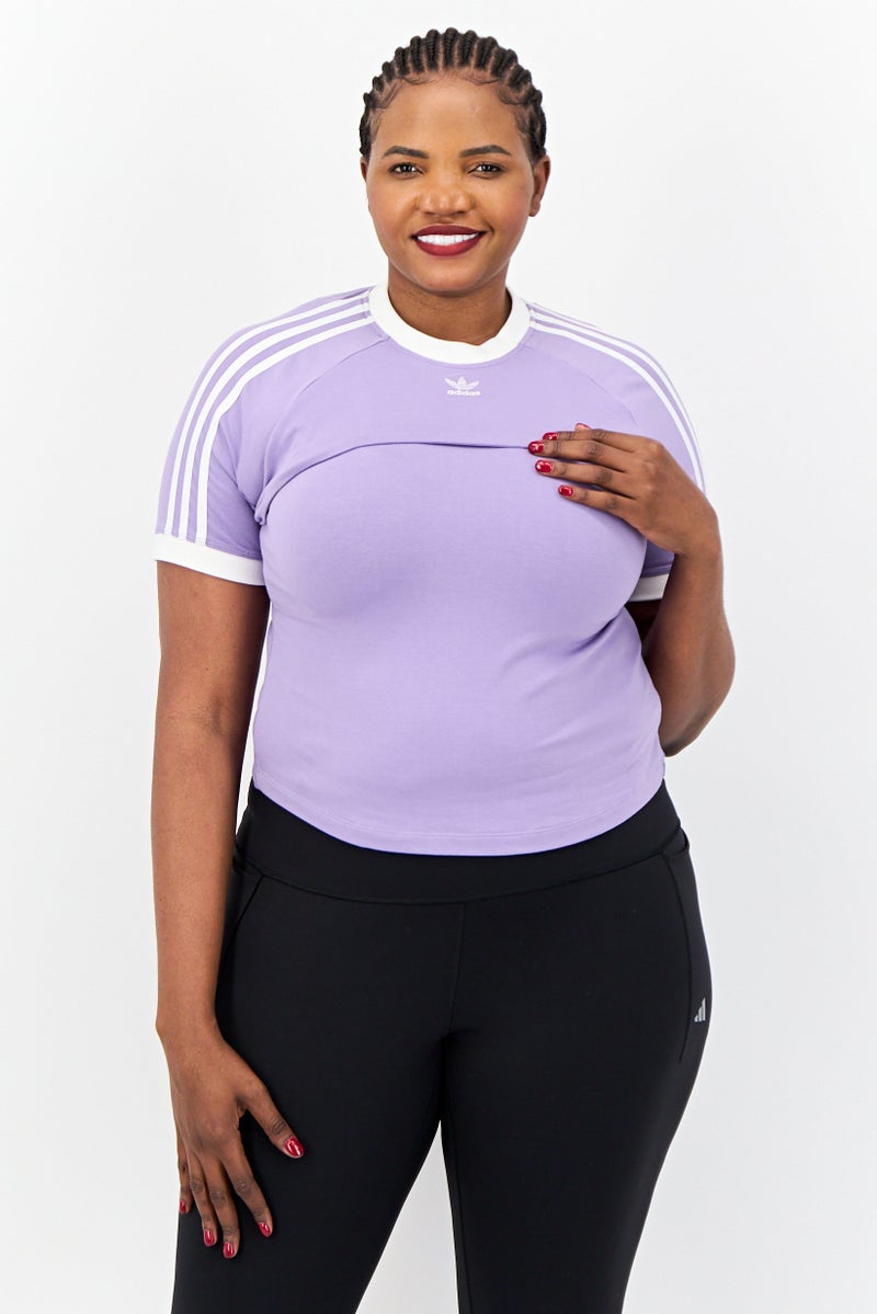 adidas Originals Women Plus Size 2 Pieces Outdoor T-Shirt, Lavender  - Image 1
