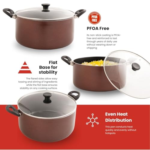 Blueberry's 2.5-Litre 20-cm Nonstick Heavy Dum Biriyani Pot Handi Cooker Pot with Glass Lid - high Grade Aluminum with Induction Base and Gas Stove Compatible, 1-Year Warranty (2.5-Liter) - Image 3