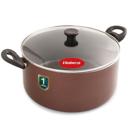 Blueberry's 2.5-Litre 20-cm Nonstick Heavy Dum Biriyani Pot Handi Cooker Pot with Glass Lid - high Grade Aluminum with Induction Base and Gas Stove Compatible, 1-Year Warranty (2.5-Liter) - Image 1