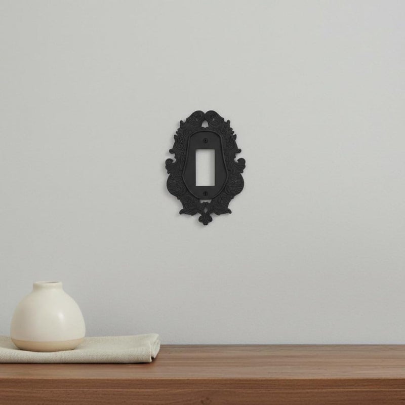 Ornate Light Easy Installation Ornate Baroque Wall Plate Non-Conductive Black Scrollwork Faceplate for Themed Room, V969-A - Image 4