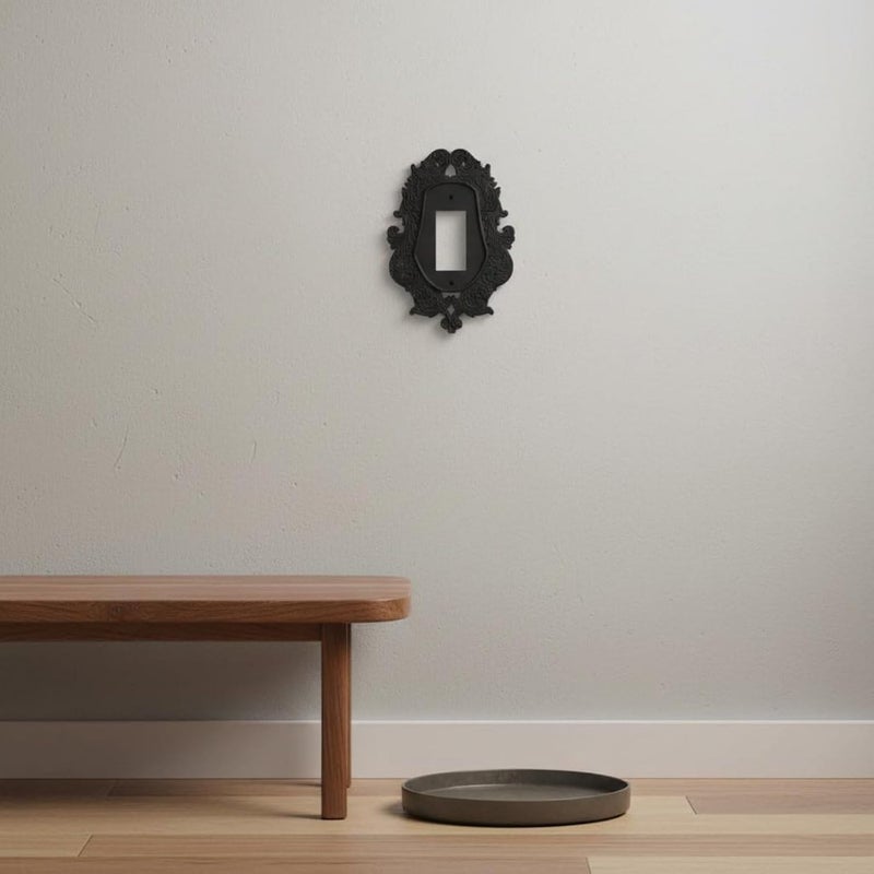 Ornate Light Easy Installation Ornate Baroque Wall Plate Non-Conductive Black Scrollwork Faceplate for Themed Room, V969-A - Image 3