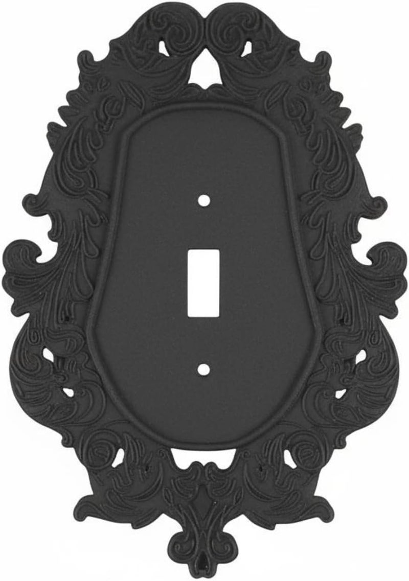 Ornate Light Easy Installation Ornate Baroque Wall Plate Non-Conductive Black Scrollwork Faceplate for Themed Room, V969-A - Image 1