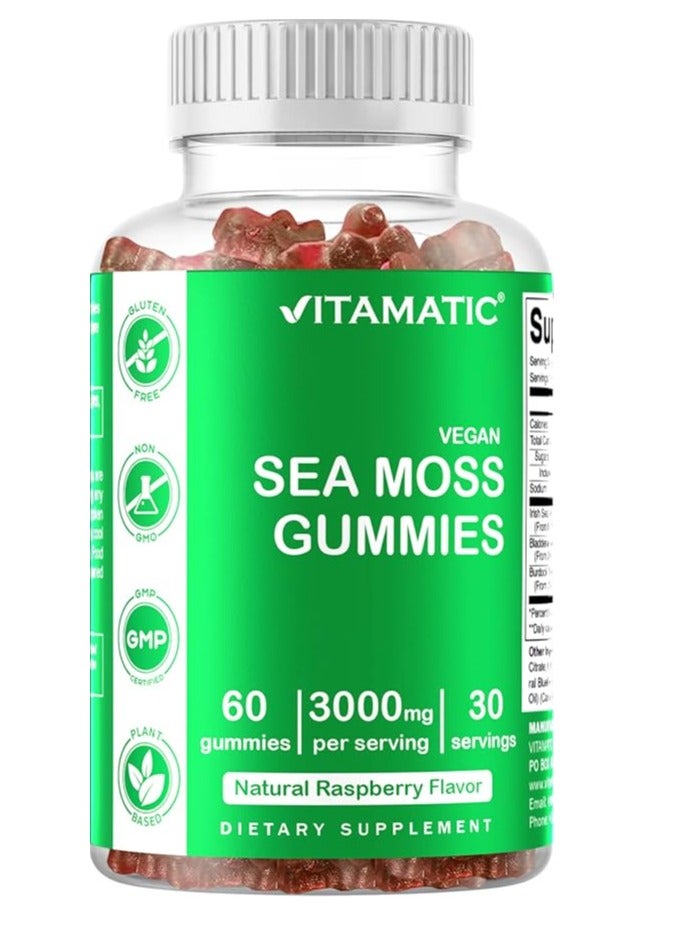 Vitamatic Irish Sea Moss Gummies Supplement for Thyroid, Energy, Immune Support 300mg 60 Gummies - Image 1