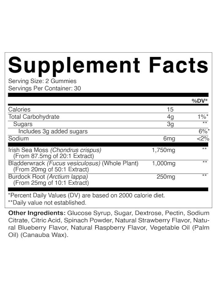 Vitamatic Irish Sea Moss Gummies Supplement for Thyroid, Energy, Immune Support 300mg 60 Gummies - Image 2