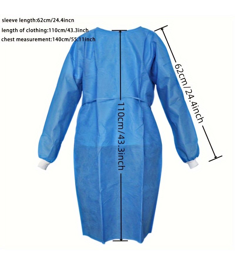 3pcs Blue Non Woven Fabric Reverse Dressing Gown With Elastic Cuffs For Home Cleaning Gardening Painting Manufacturing Art And Festive Essentials - Image 3