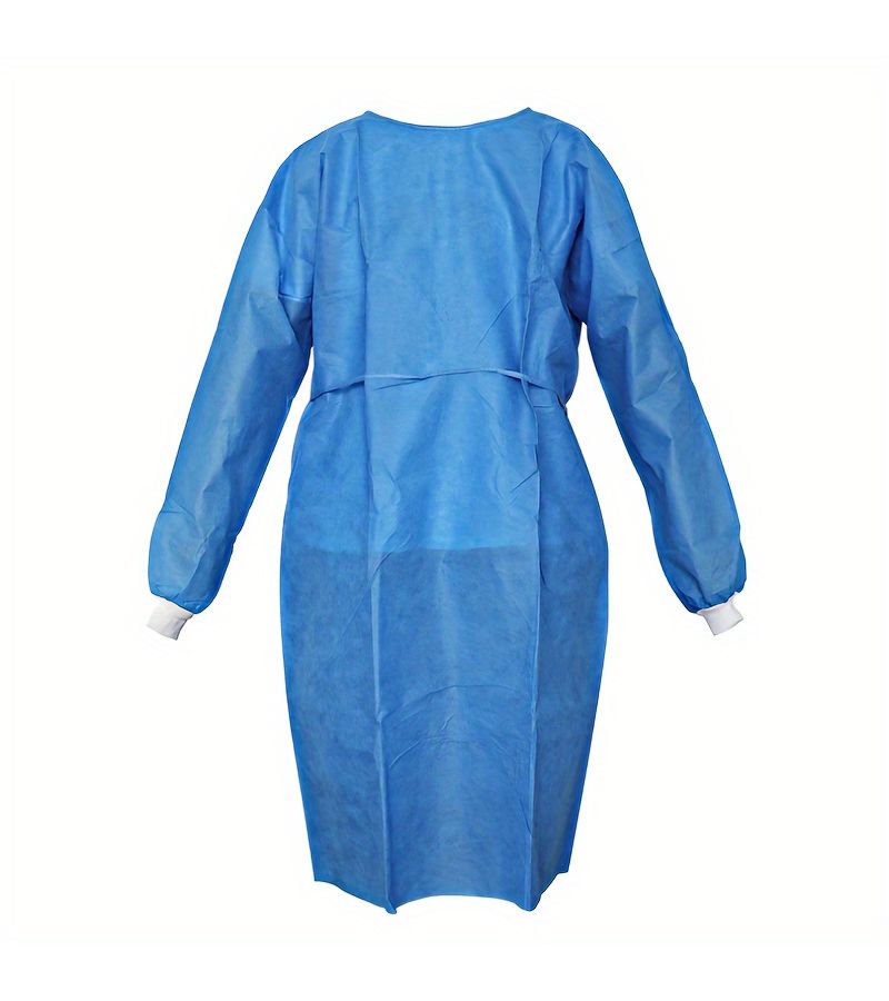 3pcs Blue Non Woven Fabric Reverse Dressing Gown With Elastic Cuffs For Home Cleaning Gardening Painting Manufacturing Art And Festive Essentials - Image 2