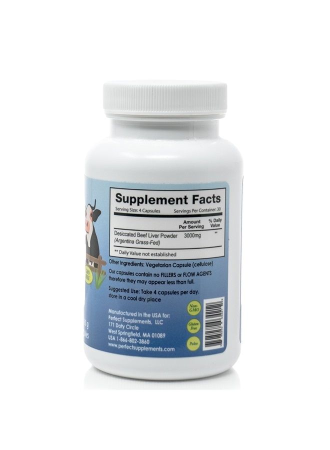 Perfect Supplements – Perfect Desiccated Liver – 120 Capsules – Undefatted Beef Liver – Natural Source of Protein, Iron, Vitamins A & B – 2 Pack - Image 2