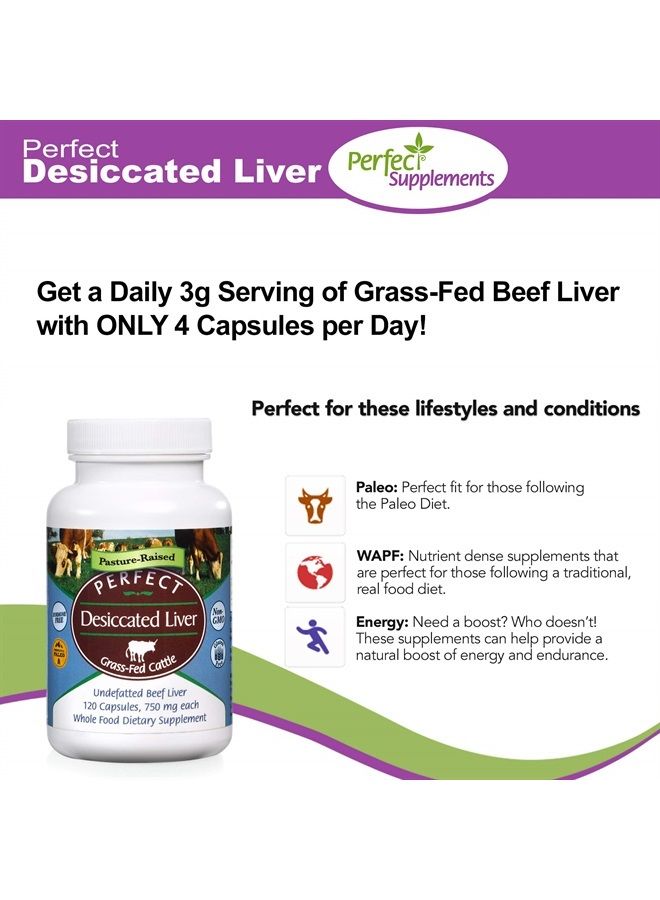 Perfect Supplements – Perfect Desiccated Liver – 120 Capsules – Undefatted Beef Liver – Natural Source of Protein, Iron, Vitamins A & B – 2 Pack - Image 3