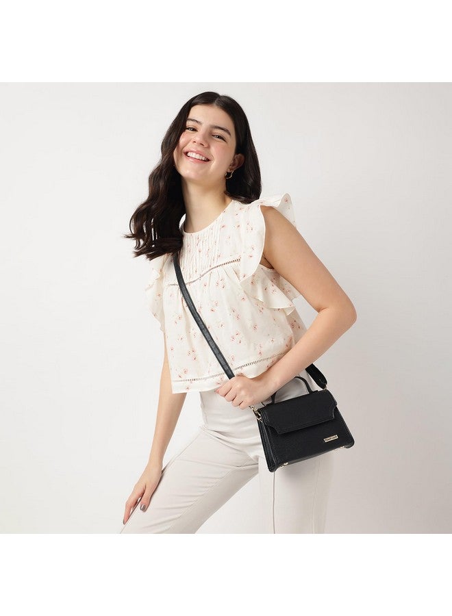 Fastrack Textured Satchel Handbag with Flap Closure, Top Handle and Adjustable Shoulder Strap - Stylish Medium Satchel for Everyday Use - Image 2