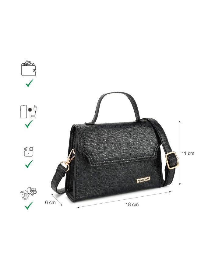 Fastrack Textured Satchel Handbag with Flap Closure, Top Handle and Adjustable Shoulder Strap - Stylish Medium Satchel for Everyday Use - Image 4