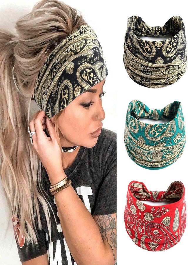 كي-اليوون كي-إليون، عبوة من 3 قطع، ربطة رأس مرنة عريضة للنساء، ربطة شعر رياضية لليوجا (عبوة من 3 قطع (A18)) - Image 2