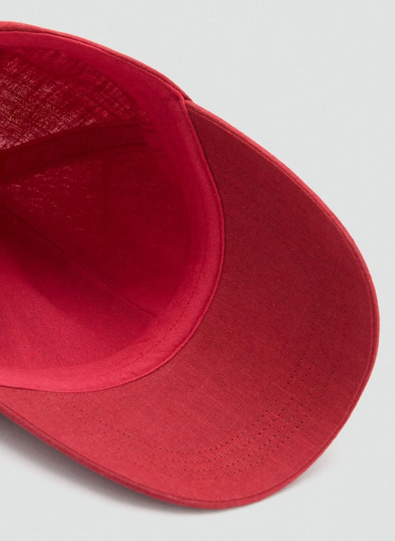 MANGO Linen-Blend Cap With Embroidered Message  - Image 4
