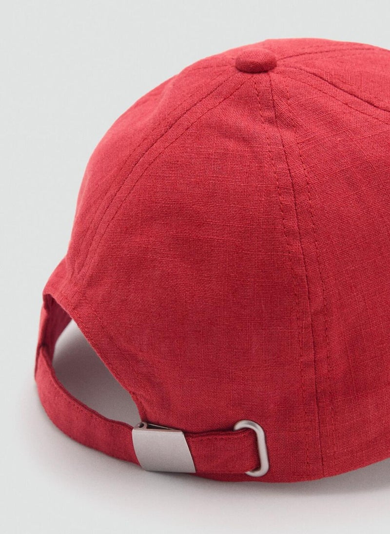 MANGO Linen-Blend Cap With Embroidered Message  - Image 3