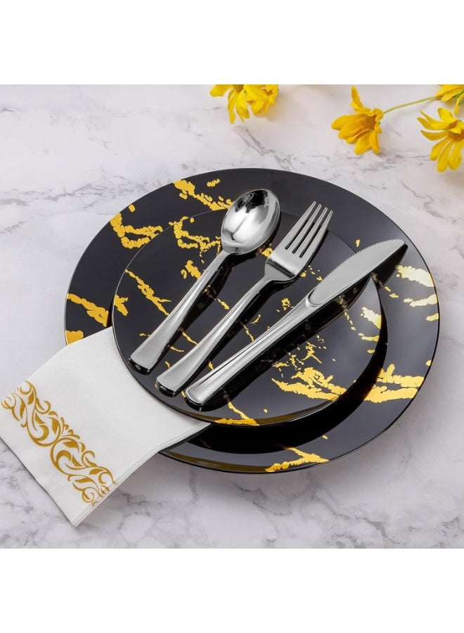 4basix Premium Silver Plastic Cutlery Set, 30 Pieces Flatware Collection Includes 10 Spoons, 10 Forks and 10 Knives, Elegant Reusable Dining Tableware for Home Kitchen and Serving - Image 4