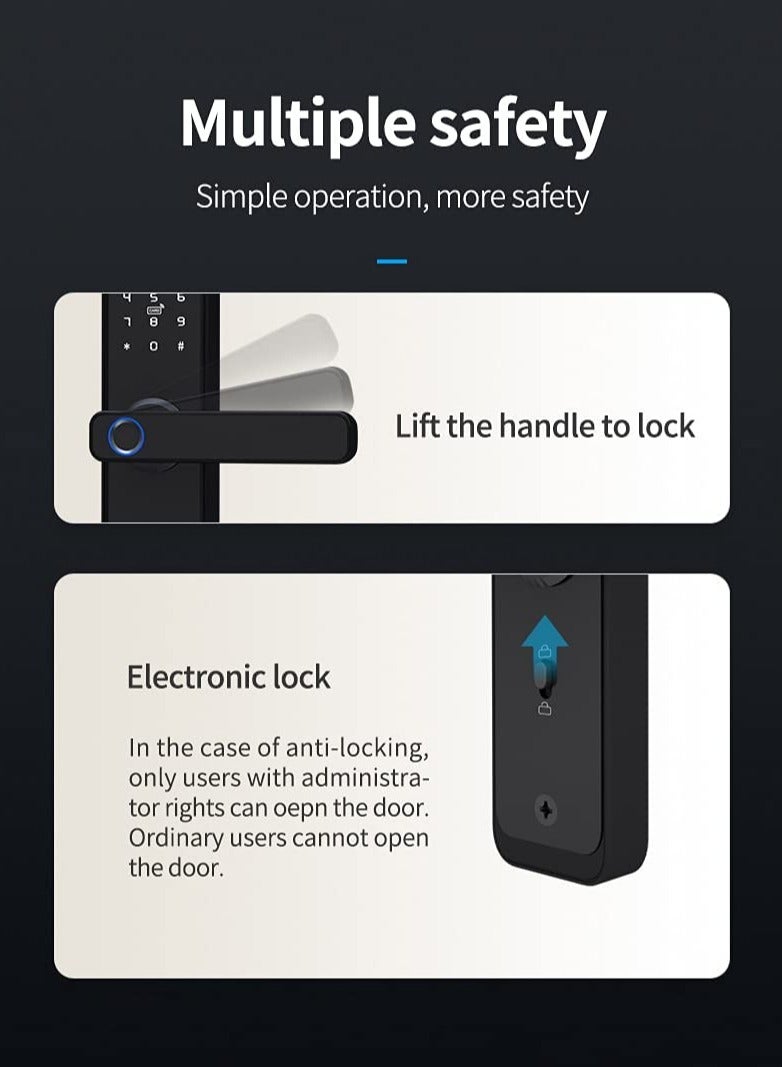 ROBUSTLINE Robustline Smart Front Door Lock with 5 Function- Fingerprint, Digital Deadbolt, Smart IC Card, Keyless Bluetooth, Key, Smart APP Remote Control for Apartment, Hotel & Home Use. - Image 4