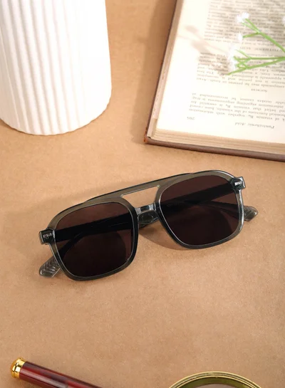 Woggles Designer Grey Square Sunglasses| Men &amp; Women| 100% Uv Protection