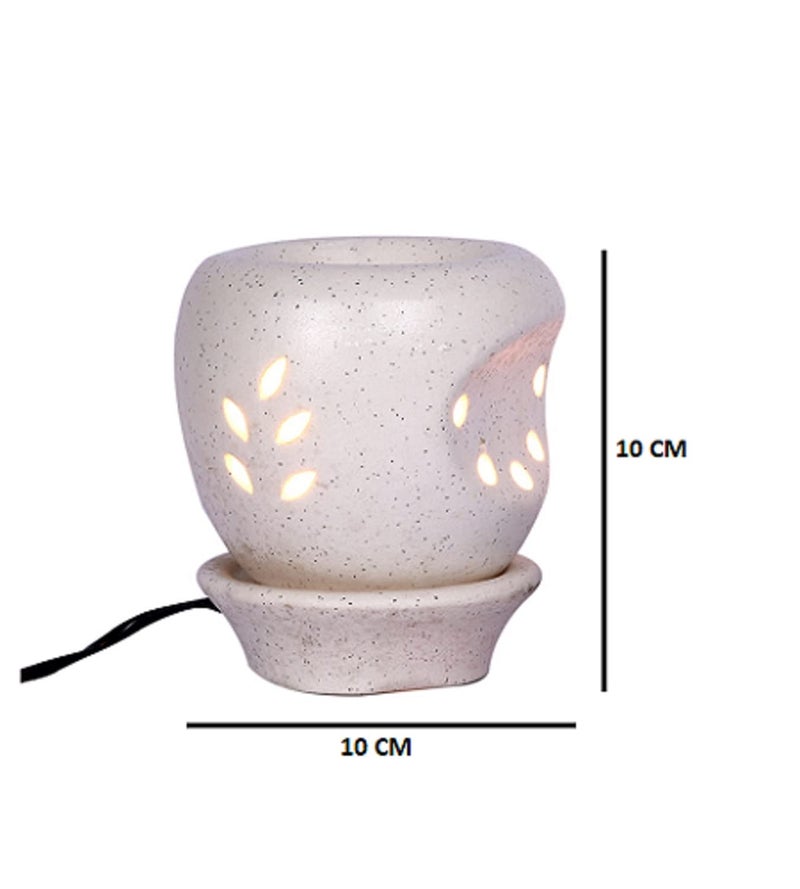 Lyallpur Stores Lyallpur Stores Ceramic Aroma Diffuser White Color Apple Shape Electric Oil Burner with 10 ML Rose Fragrance 3 Oil Free  - Image 3
