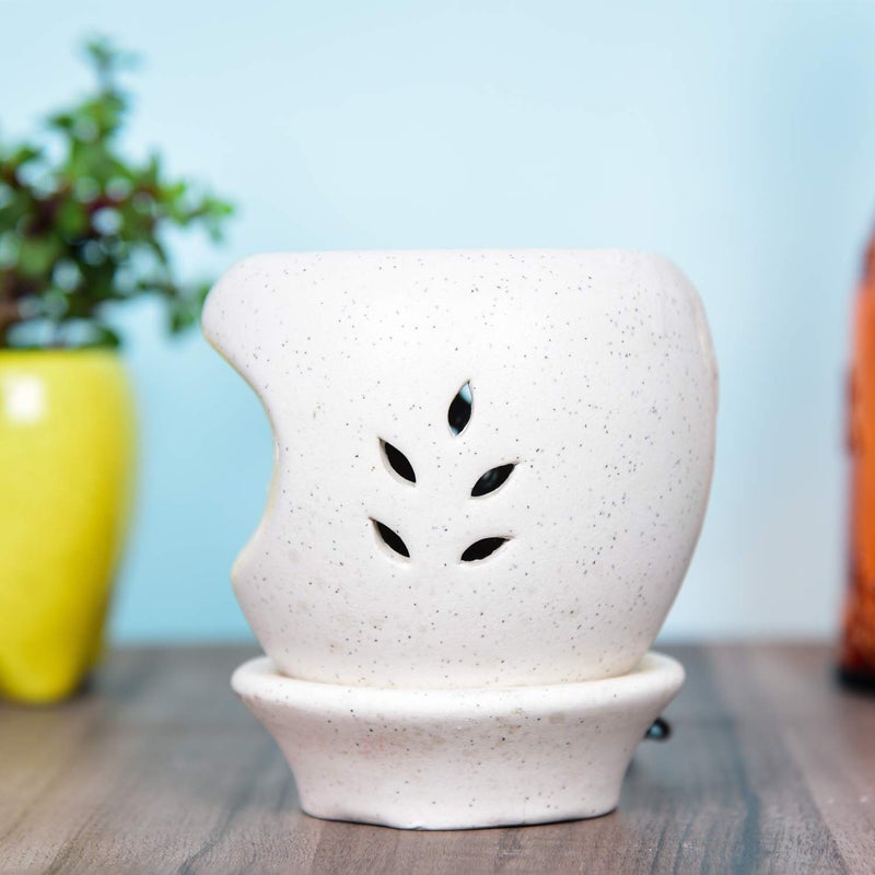 Lyallpur Stores Lyallpur Stores Ceramic Aroma Diffuser White Color Apple Shape Electric Oil Burner with 10 ML Rose Fragrance 3 Oil Free  - Image 4