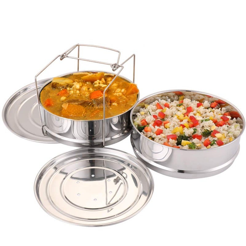 Aozita Stackable Steamer Insert Pans with Sling for Instant Pot Accessories 6/8 qt - Pot in Pot, Baking, Casseroles, Lasagna Pans, Food Steamer for Pressure Cooker, Upgrade Interchangeable Lids - Image 2