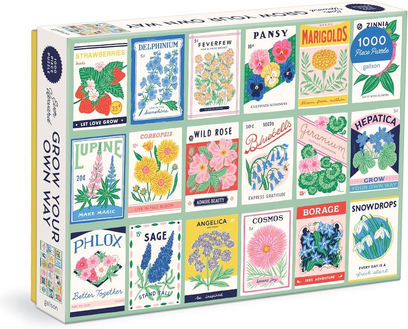 Galison Individual group scene compatible Ever Upward Grow Your Own Way 1000 Piece Puzzle Natural tone color options - Image 1