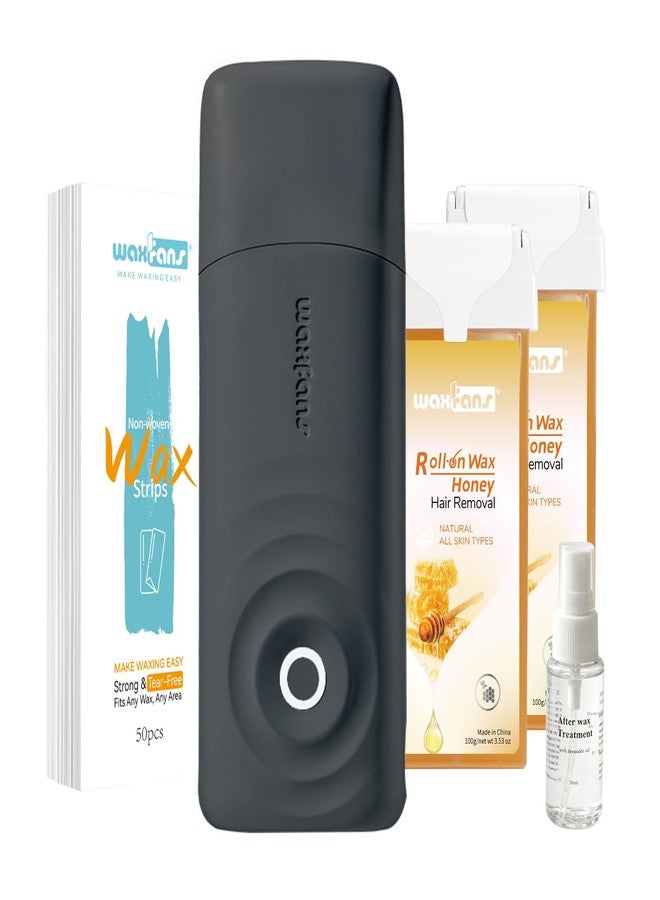 waxfans Roll On Waxing Kit for Hair Removal - At-Home Body & Face Wax Kit for Women & Men with 2 Wax Cartridges & 50 Strips, Depilatory Kit for Legs, Arms, Bikini - Image 1