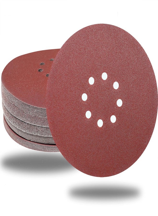Tonmp 50 PCS 9 Inch 8 Hole 120 Grit Drywall Sanding Discs, 9" High-Performance Sandpaper Discs with Hook & Loop Backing, Fast Cutting Aluminum Oxide Abrasive for Drywall Power Sander, Wood - Image 1