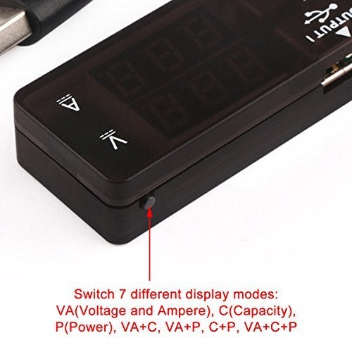 DROK USB Tester, USB-A 2.0 Digital Multimeter Dual USB Output Ports PD QC 3.0 Color LED Display, 7 Modes Capacity Voltage Current Power Voltmeter Ammeter for Laptop Power Bank Solar Panel - Image 2