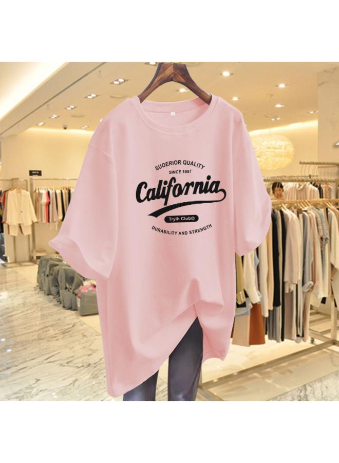 VUELO Casual Mid-length Short-sleeved T-shirt Women's Summer New Loose Slimming Letter Printed Half-sleeved Top 