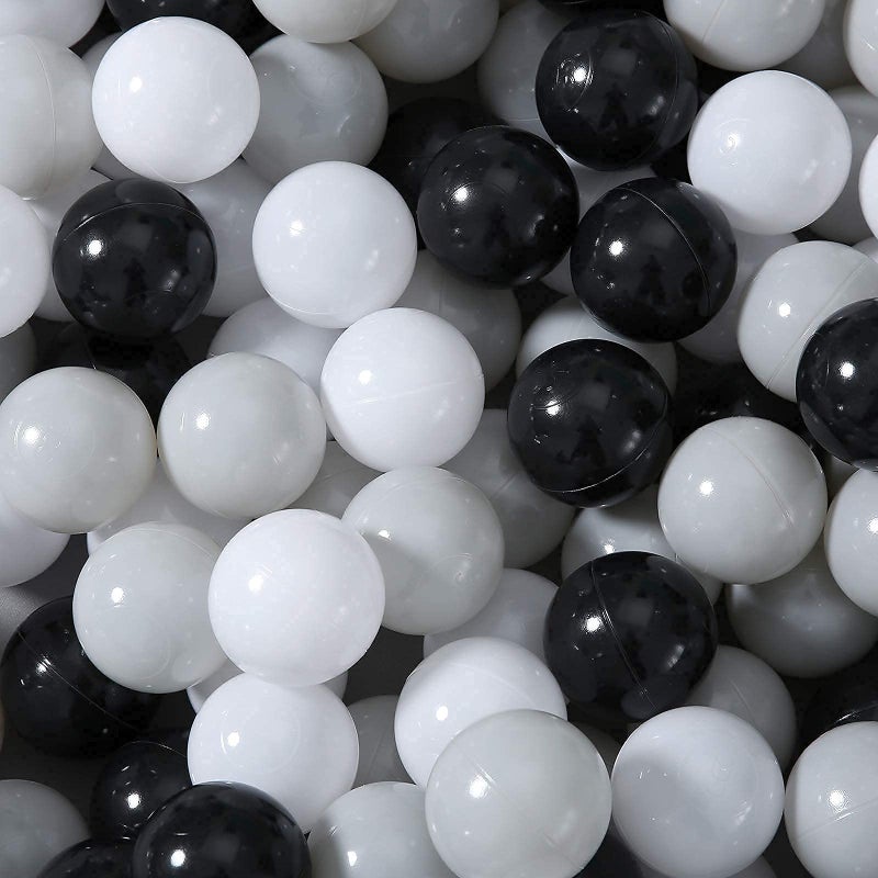 STARBOLO Ball Pit Balls - 100 pcs Plastic Play Pit Balls Crawl Balls with Color Black  Grey  White for Baby Kids Playpen Pool Tub Toy  2.2 Inch. - Image 2