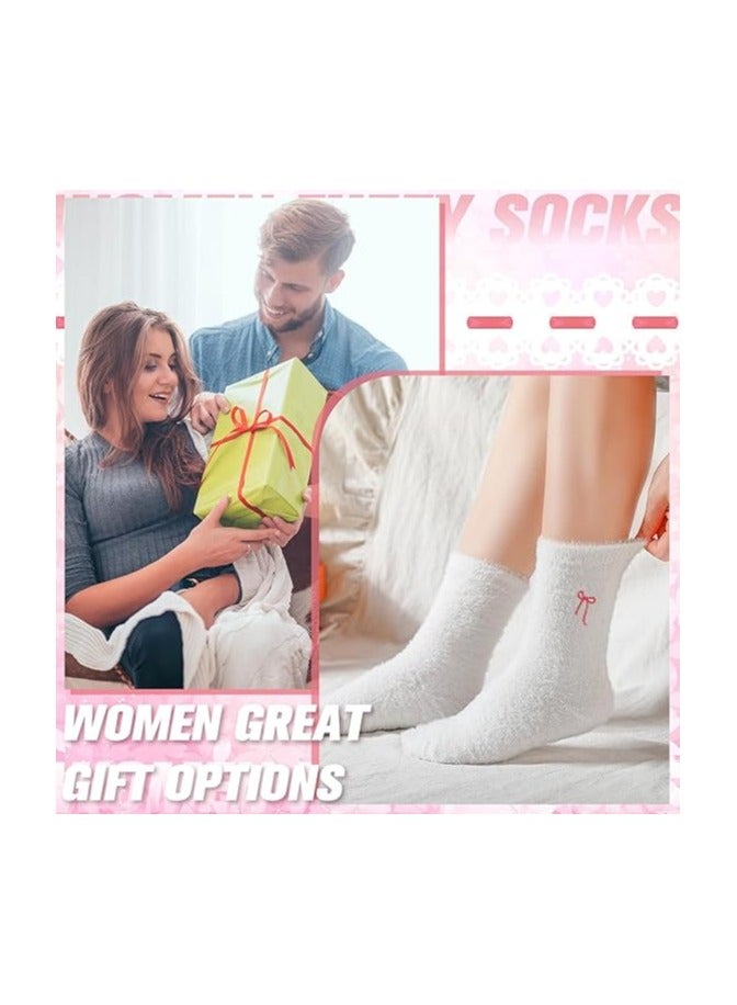 5 Pairs Women's Bow-Tie Fleece Socks Winter Soft Slipper Socks Soft Fleece Thick Fleece Spa-Like Home  Sleep - Image 5