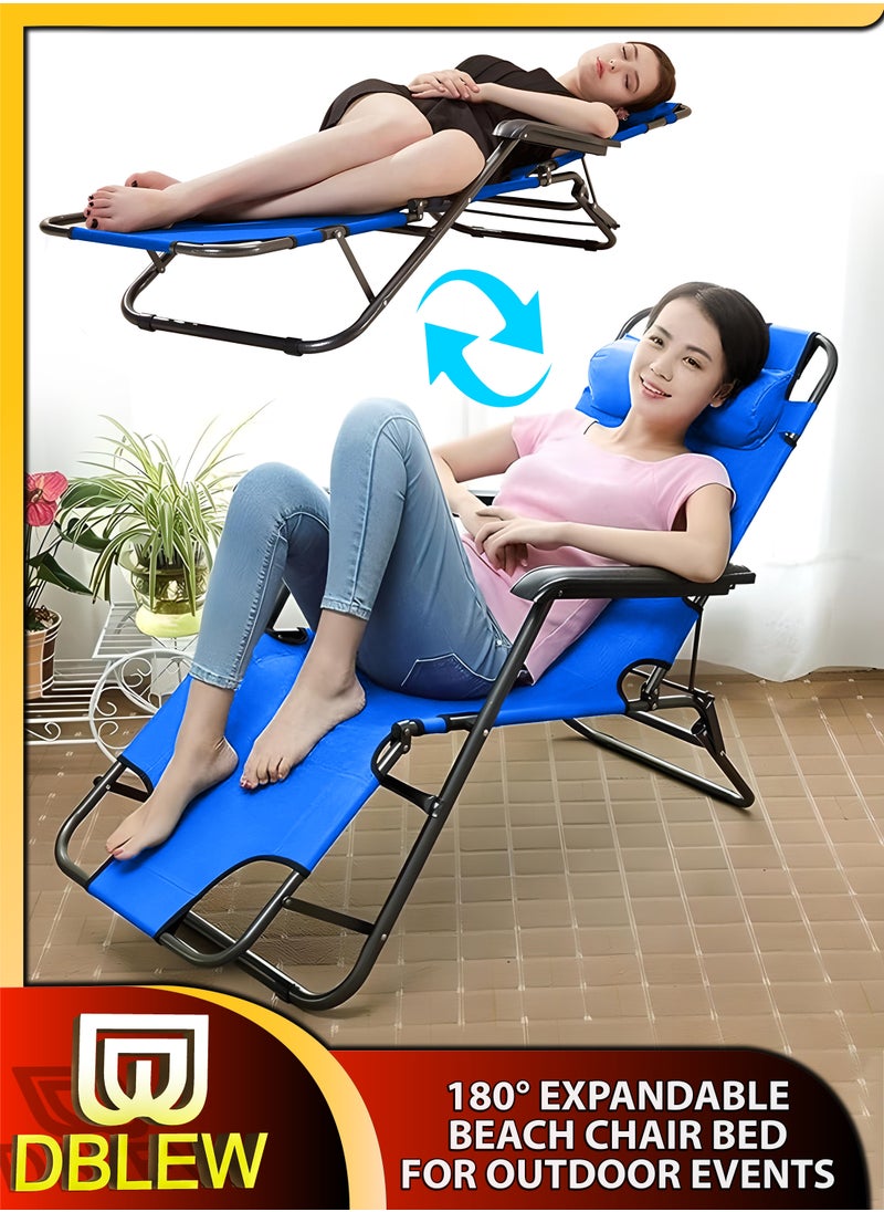 DBLEW - Adjustable Folding Reclining Lounge Chair Zero Gravity Beach Chair Outdoor and Indoor Sun Lounger Bench Lying Bed Compact Foldable For Pool Side Patio Beach Picnic Camping Garden Balcony Relaxation - Image 1